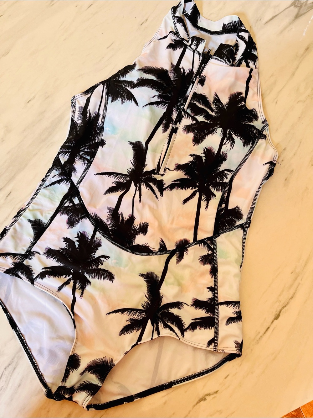 Palm Tree Print One-Piece Swimsuit